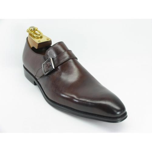 Carrucci Brown Genuine Calf Skin Leather With Monk Straps Shoes KS478-32